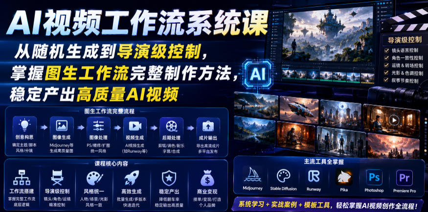 AI视频工作流系统课，从随机生成到导演级控制，掌握图生工作流完整制作方法，稳定产出高质量AI视频-985网创