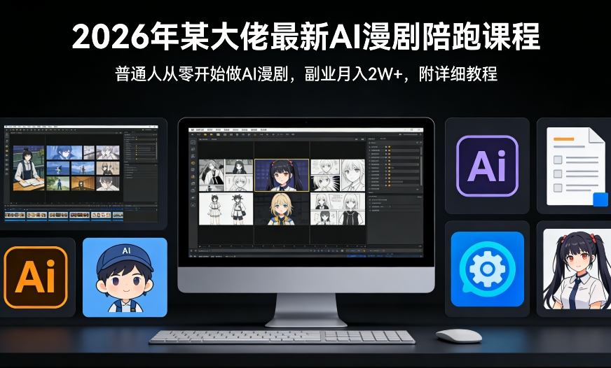 26年某大佬最新Ai漫剧陪跑课程，普通人从零开始做AI漫剧，副业月入2W+-985网创