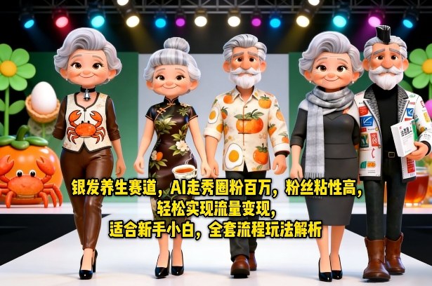 银发养生赛道，AI走秀圈粉百万，粉丝粘性高，轻松实现流量变现，适合新手小白，全套流程玩法解析-985网创