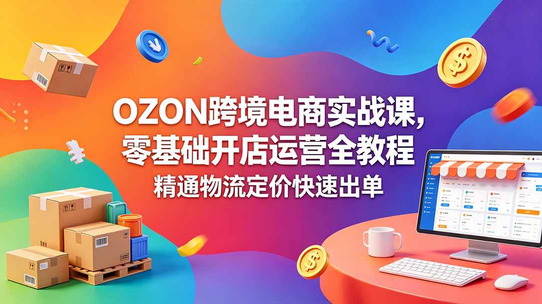（18746期）OZON 跨境电商实战课，零基础开店运营全教程，精通物流定价快速出单-985网创
