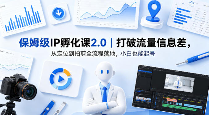 保姆级IP孵化课2.0｜打破流量信息差，从定位到拍剪全流程落地，小白也能起号-985网创