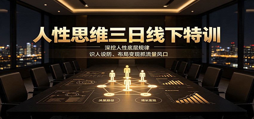 人性思维三日线下特训：深挖人性底层规律，识人设防、布局变现抓流量风口-985网创