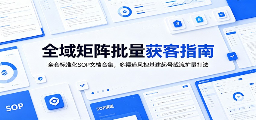 全域矩阵批量获客指南：全套标准化SOP文档合集，多渠道风控基建起号截流扩量打法-985网创