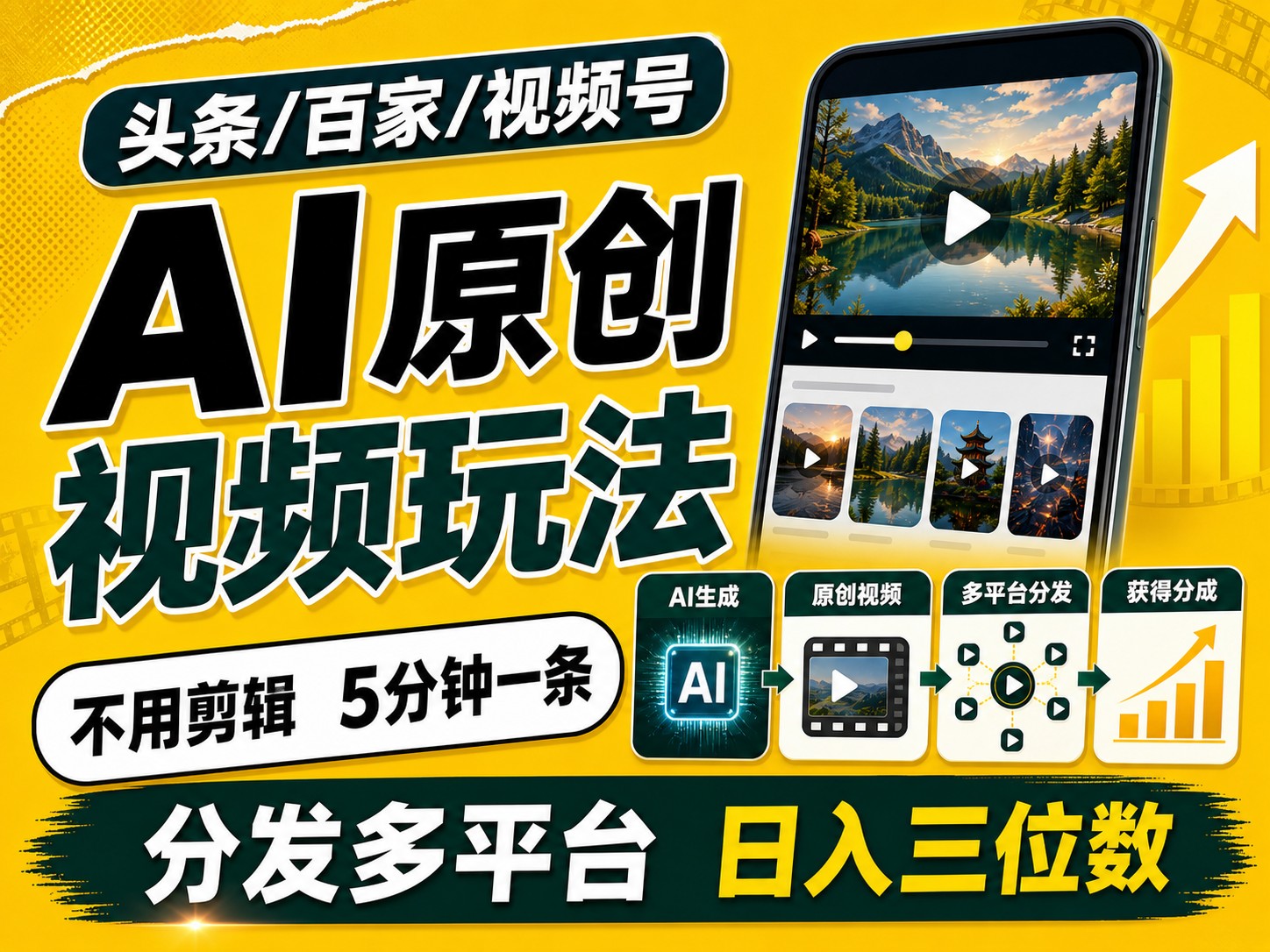 2026头条百家号升级玩法 5分钟一条原创视频 发多平台赚收-985网创