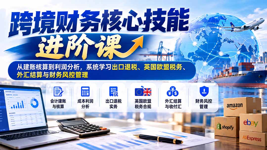 跨境财务核心技能进阶课：从建账核算到利润分析，系统学习出口退税、英国欧盟税务、外汇结算与财务风控管理-985网创