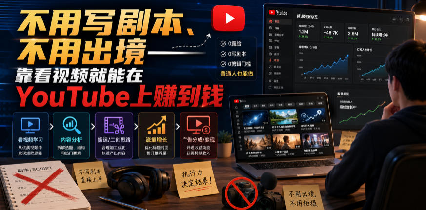 不用写剧本、不用出境——靠看视频就能在YouTube上賺到钱【原创双语字幕】-985网创