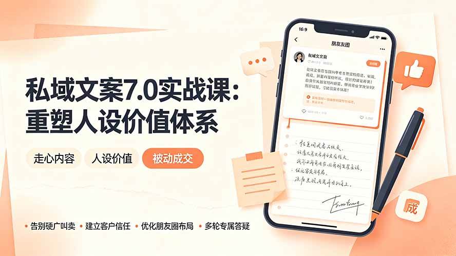 （19313期） 私域文案实战课7.0：重塑人设价值体系｜-告别硬广推销×走心内容×自我价值塑造，实现被动成交-985网创