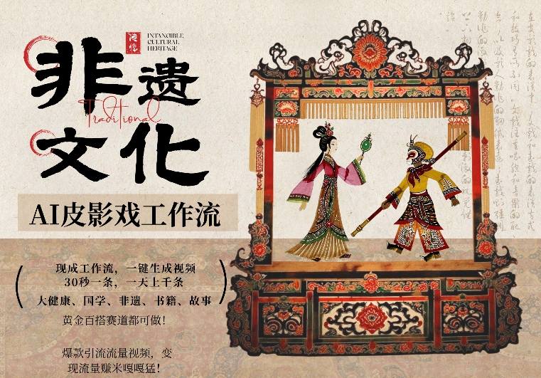 AI一键生成民俗文化非遗皮影戏视频，一刀不剪无需剪辑，30S一条，一天上百条，流量财富嘎嘎猛-985网创