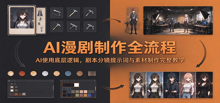 AI漫剧制作全流程：AI使用底层逻辑，剧本分镜提示词与素材制作完整教学-985网创