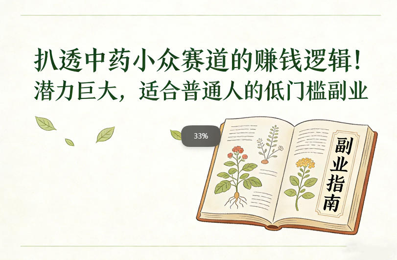 扒透中药小众赛道的賺米逻辑，潜力巨大，适合普通人的低门槛副业-985网创