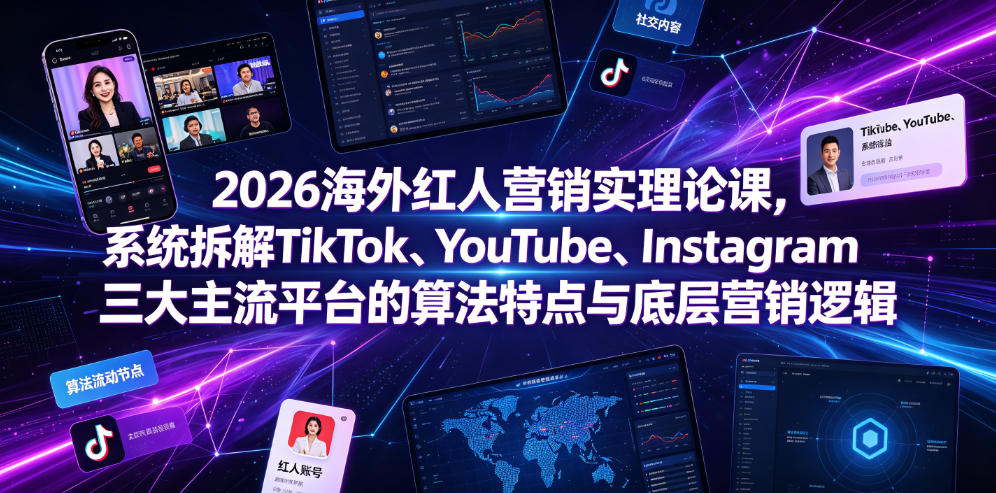 2026海外红人营销实理论课，系统拆解TikTok、YouTube、Instagram三大主流平台的算法特点与底层营销逻辑-985网创