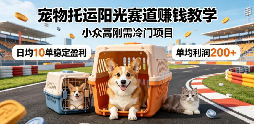宠物托运阳光赛道賺钱教学，小众高刚需冷门项目，日均10单稳定盈利，单均利润200+-985网创