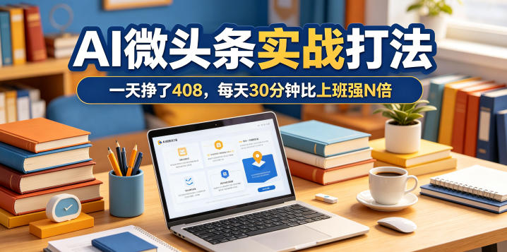 一天挣了408，AI微头条实战打法，每天30分钟比上班强N倍-985网创