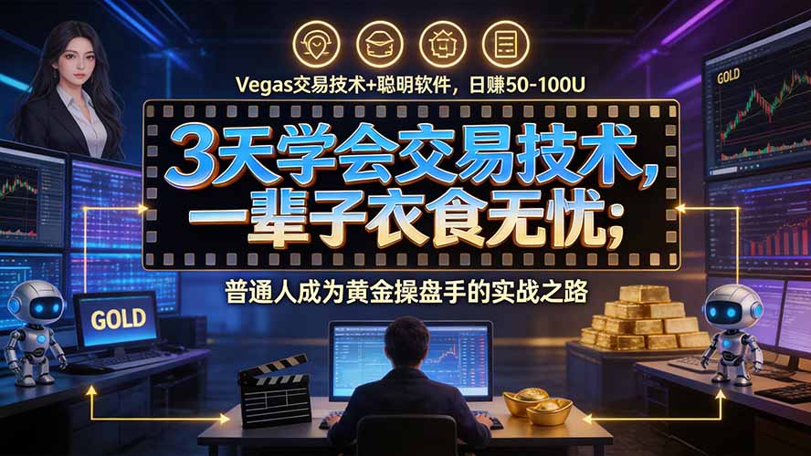 3天学会做交易，普通人快速成为操盘手” Vegas交易系统+聪明软件 ， 日赚50-1000U， 长期稳定，小白轻松上手-985网创