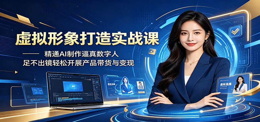 虚拟形象打造实战课：精通AI制作逼真数字人，足不出镜轻松开展产品带货与变现-985网创