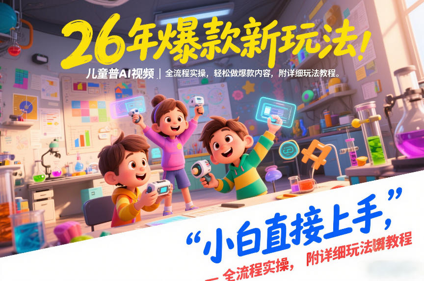 26年爆款新玩法，儿童科普AI视频，全流程实操，轻松做爆款内容，小白直接上手，附详细玩法教程-985网创