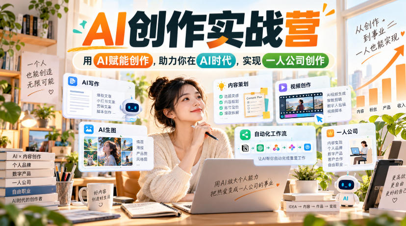 AI创作实战营，用AI赋能创作，助力你在AI时代，实现一人公司创作(更新)-985网创