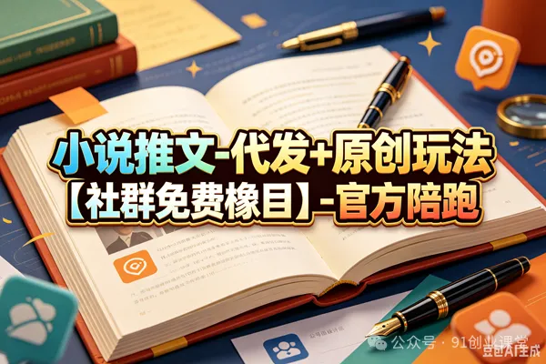 小说推文-代发+原创玩法【社群免费橡目】-官方陪跑-985网创
