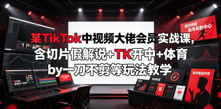 某TikTok中视频大佬会员实战课，含切片假解说+TK开中+体育by一刀不剪等玩法教学-985网创