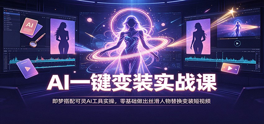 AI一键变装实战课：即梦搭配可灵AI工具实操，零基础做出丝滑人物替换变装短视频-985网创