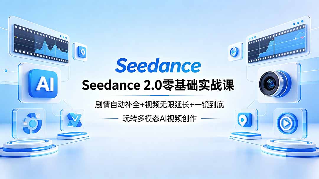 Seedance 2.0零基础实战课：剧情自动补全+视频无限延长+一镜到底：玩转多模态AI视频创作-985网创