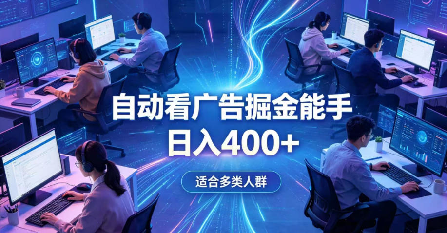 全脚本0基础自动看广告，单日收益400+，别再找高门槛副业，项目简单上手，收益看得见，没有复杂操作，AI全自动，设置一次全天自动跑收益【揭秘】-985网创