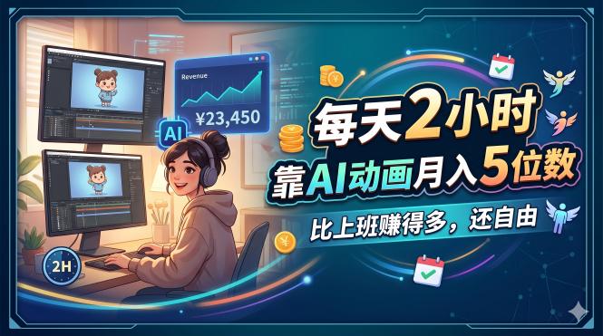 每天 2 小时，靠 AI 动画月入 5 位数，比上班赚得多，还自由-985网创