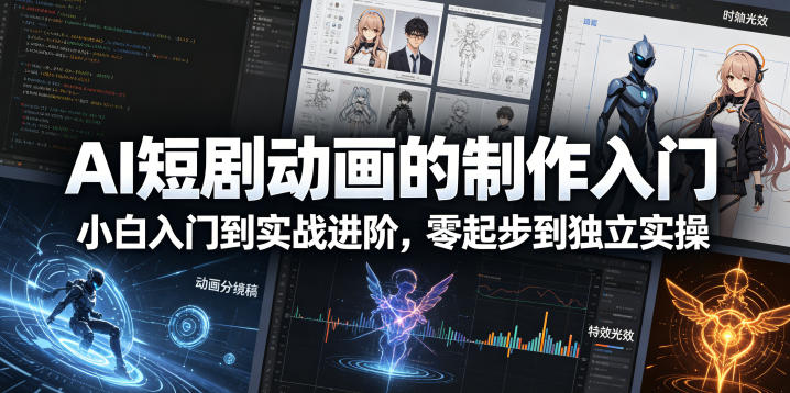 AI短剧动画的制作入门，小白入门到实战进阶，零起步到独立实操-985网创