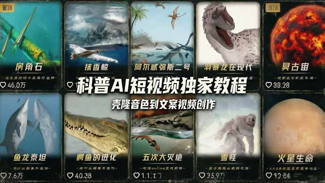 科普造物主AI短视频独家教程：从软件安装、壳隆音色到文案视频创作，零基础快速做爆款-985网创