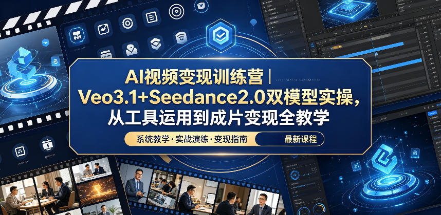 AI视频变现训练营｜Veo3.1+Seedance2.0双模型实操，从工具运用到成片变现全教学-985网创