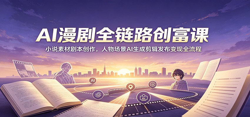 AI漫剧全链路创富课：小说素材剧本创作，人物场景AI生成剪辑发布变现全流程-985网创