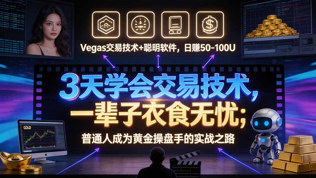 “顺势而为交易系统”3天学会交易技术，聪明软件辅助，小白也能看懂趋势交易，日入30-100U,长期稳定-985网创