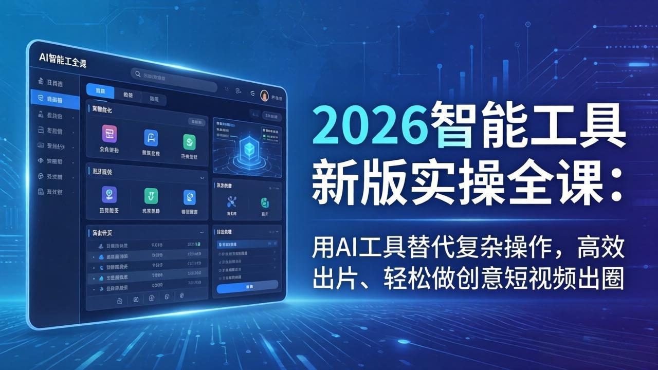 2026智能工具新版实操全课：用AI工具替代复杂操作，高效出片、轻松做创意短视频出圈-985网创