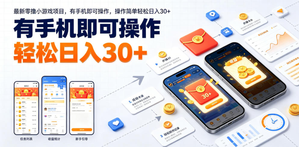 最新零撸小游戏项目，有手机即可操作，操作简单轻松日入30+-985网创