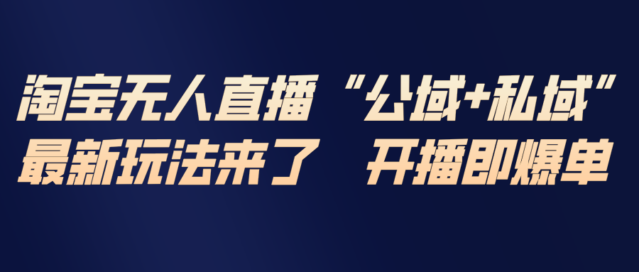 淘宝无人直播最新玩法，包含私域和公域两种玩法-985网创