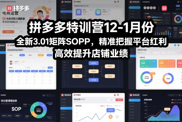拼多多特训营12-1月份，全新3.01矩阵Sop，精准把握平台红利，高效提升店铺业绩-985网创