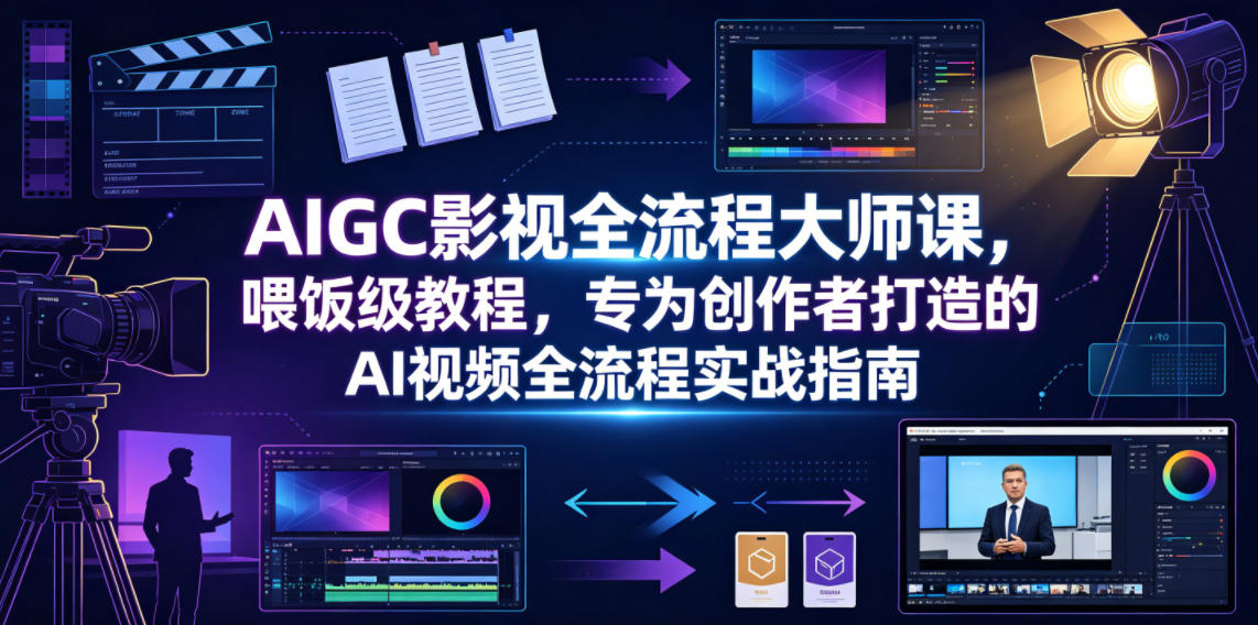 AIGC影视全流程大师课，喂饭级教程，专为创作者打造的AI视频全流程实战指南-985网创