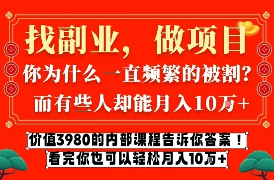 价值3980的网创内部课程，告诉你互联网创业月入10个W的秘密【揭秘】-985网创