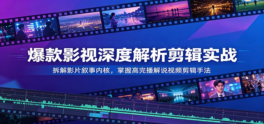 爆款影视深度解析剪辑实战：拆解影片叙事内核，掌握高完播解说视频剪辑手法-985网创