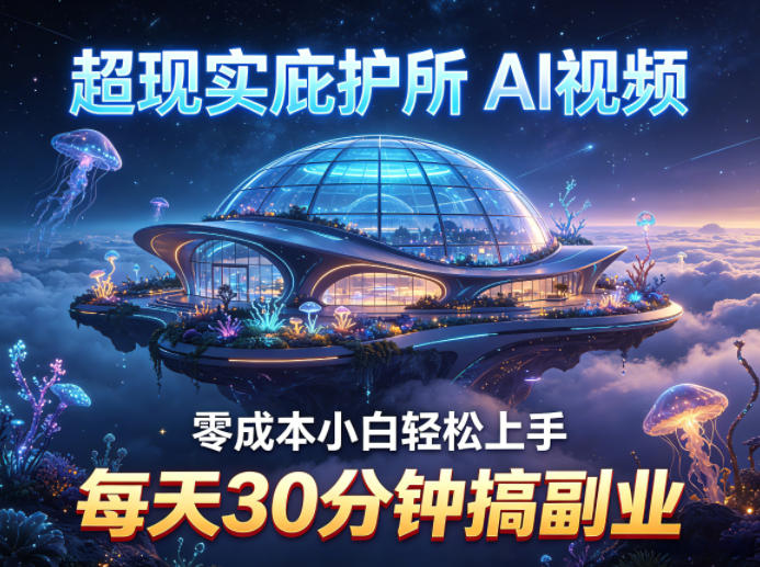 超现实庇护所AI视频项目拆解，零成本小白轻松上手，每天30分钟搞副业-985网创