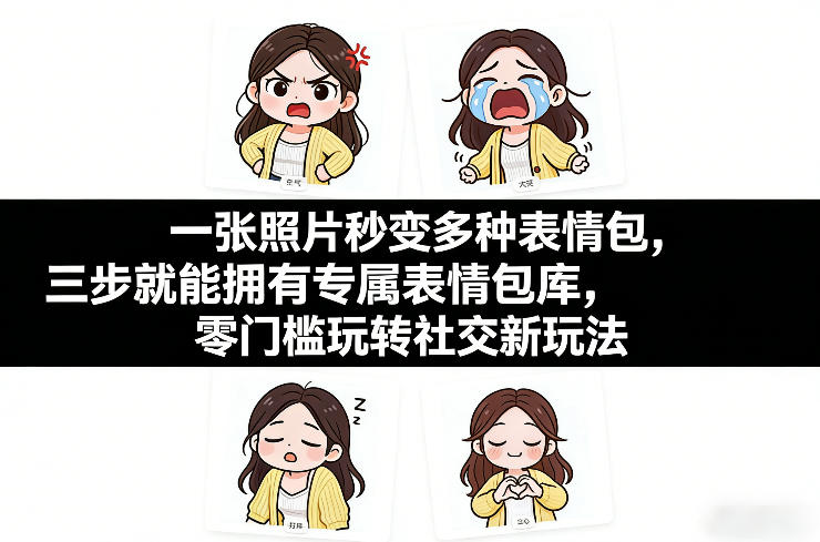 一张照片秒变多种表情包，三步就能拥有专属表情包库，零门槛玩转社交新玩法【文档】-985网创