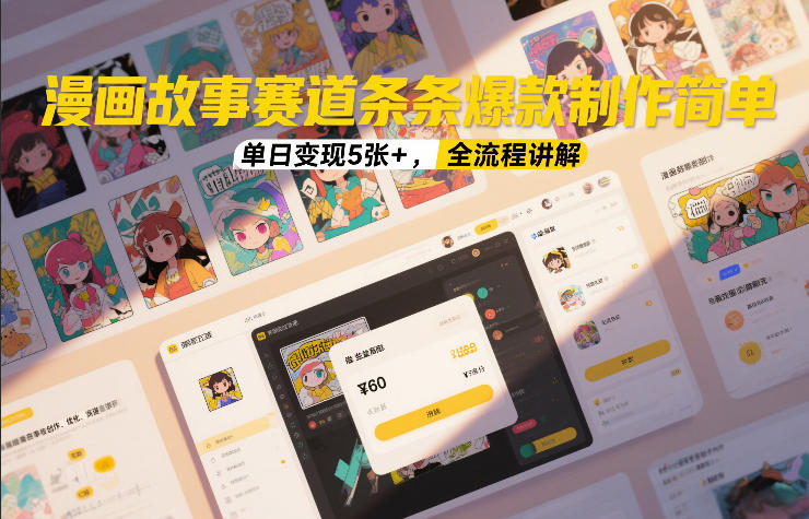 漫画故事赛道条条爆款制作简单，单日变现5张+，全流程讲解-985网创