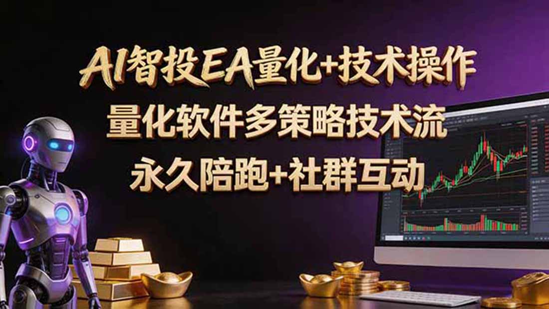 AI智投EA量化操作技术训练营，软件自动操作，简单学习轻松上入手日入30-100U-985网创