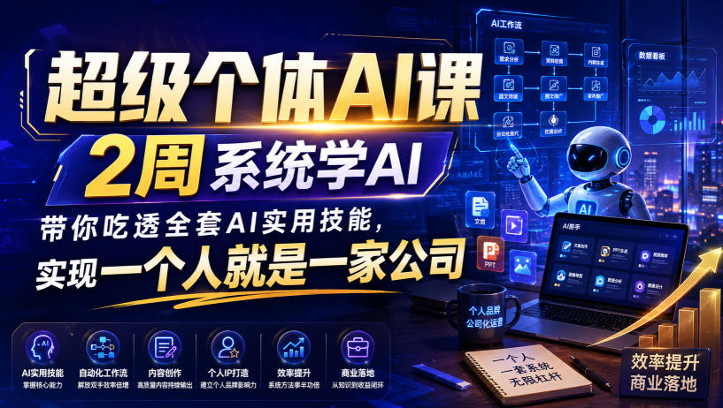 超级个体AI课，2周系统学AI，带你吃透全套AI实用技能，实现一个人就是一家公司(更新0818)-985网创
