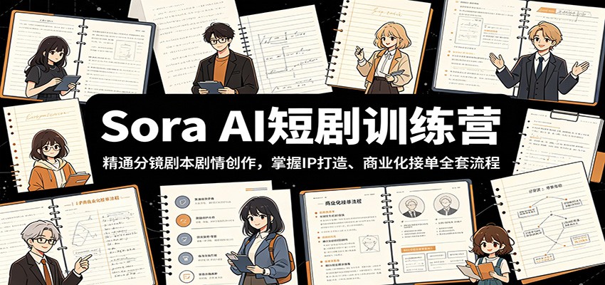Sora AI短剧训练营：精通分镜剧本剧情创作，掌握IP打造、商业化接单全套流程-985网创