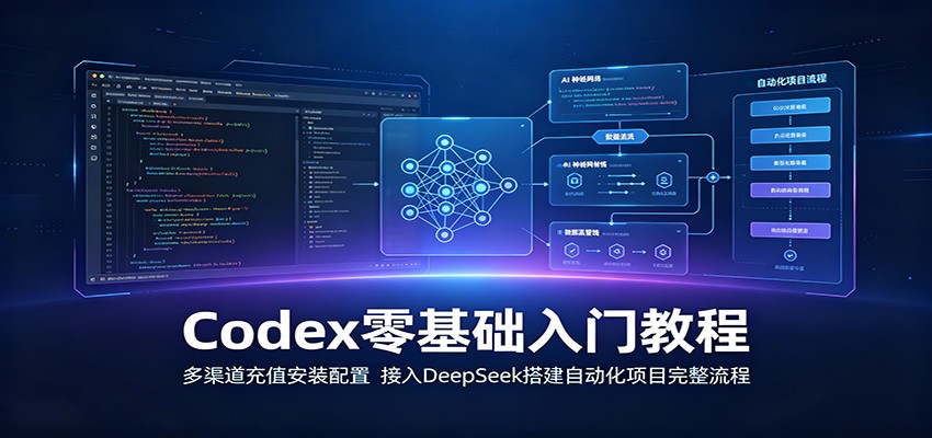 Codex零基础入门教程：多渠道充值安装配置，接入DeepSeek搭建自动化项目完整流程-985网创