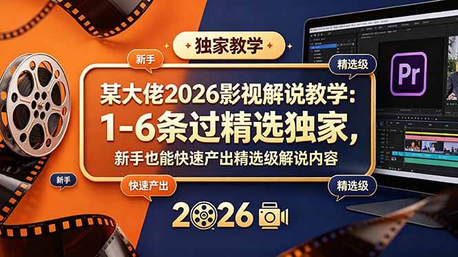 （18946期）某大佬2026影视解说教学：1-6条过精选独家，新手也能快速产出精选级解说内容-985网创