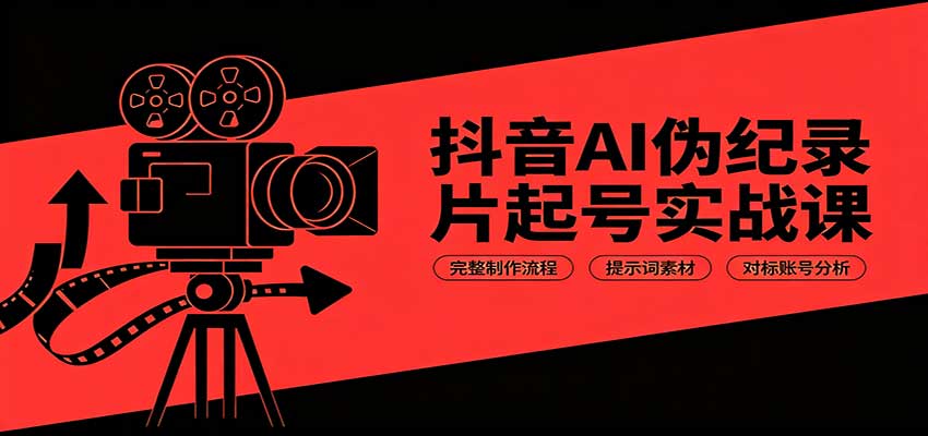 抖音AI伪纪录片起号实战课：完整制作流程，提示词素材，对标账号分析-985网创