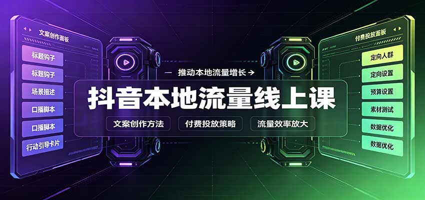 抖音本地流量线上课：账号搭建拍摄剪辑，文案创作与付费投放教学-985网创