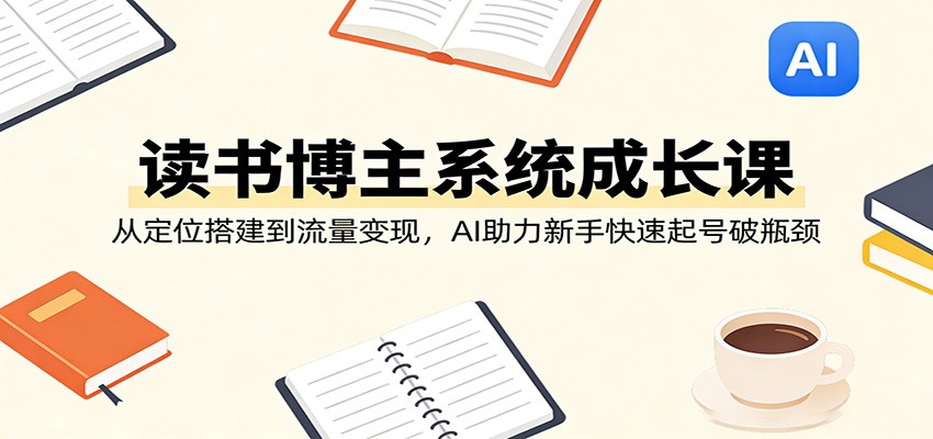 读书博主系统成长课：从定位搭建到流量变现，AI助力新手快速起号破瓶颈-985网创